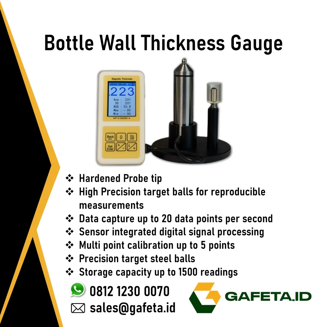 Bottle Thickness Gauge Magnetic with Steel Ball -  Alat Ukur Ketebalan Botol