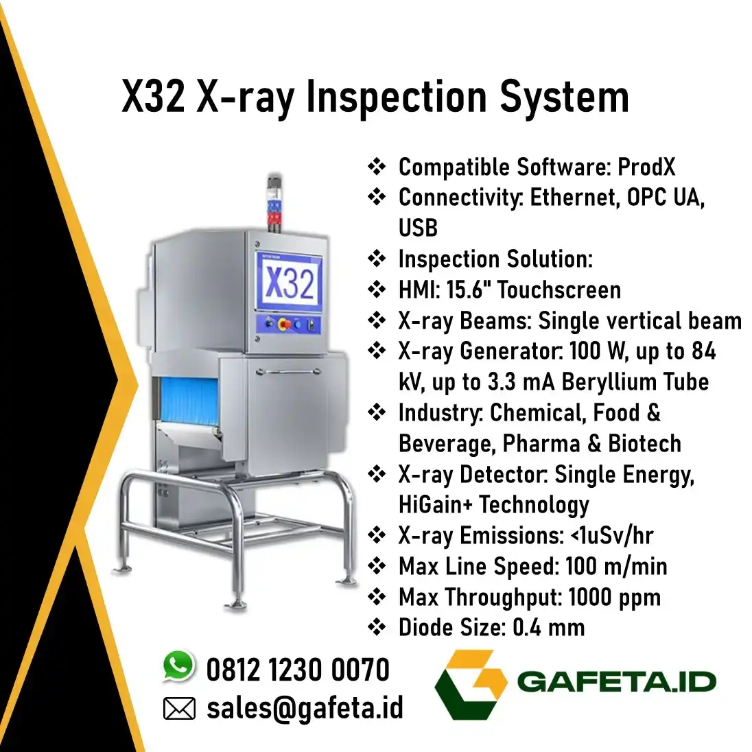 Jual X-Ray Inspection System X32 untuk Deteksi Benda Asing Produk