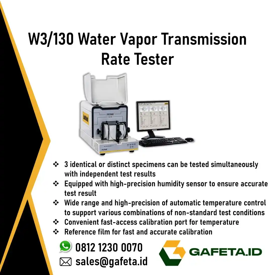 W3/130 Water Vapor Transmission Rate Tester  - Cek Kelembapan Material