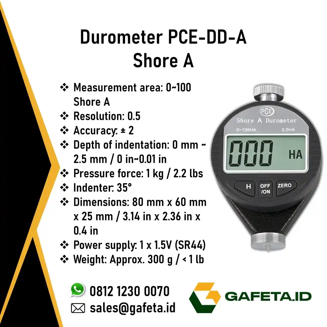 PCE-DD-A Durometer Shore A, Alat Uji Kekerasan Karet & Material Lunak