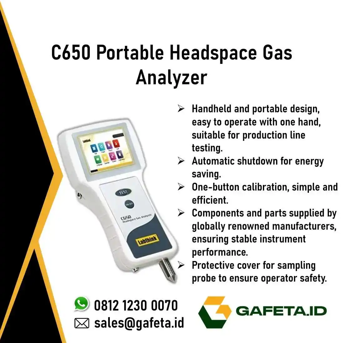 Jual C650M Portable Headspace Gas Analyzer: Uji Oksigen & CO2 Kemasan MAP