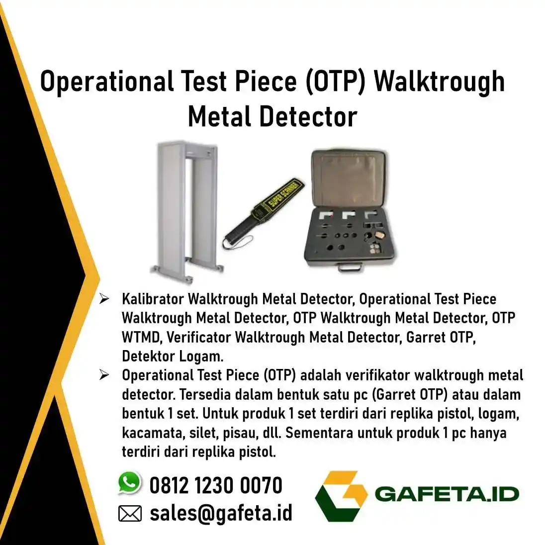 Jual Operational Test Piece (OTP) Walk-Through Metal Detector Garrett