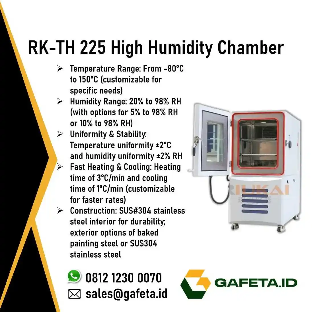 Jual High Humidity Chamber RK-TH 225: Simulasi Suhu & Kelembaban