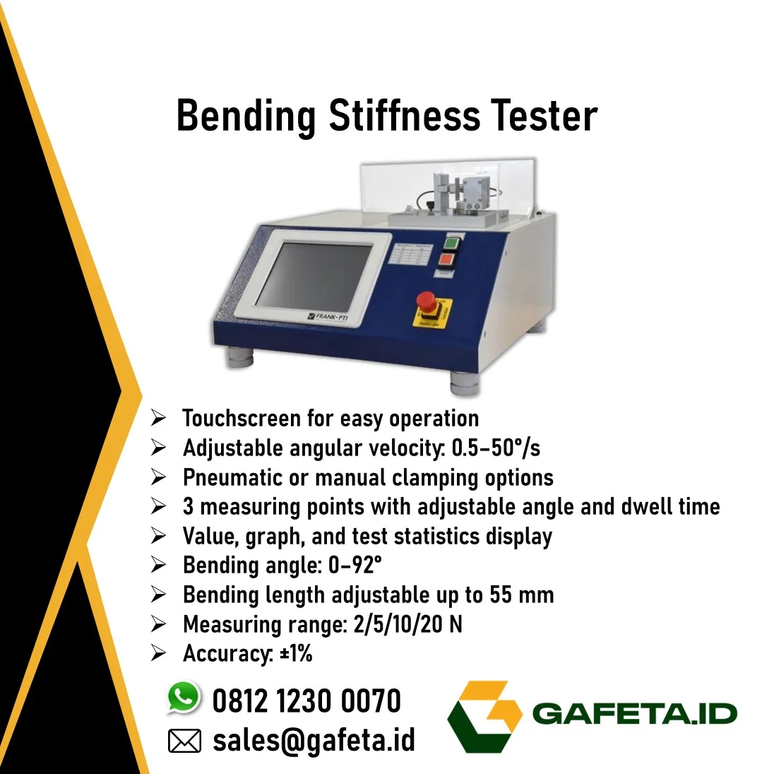 Jual Bending Stiffness Tester: Uji Kekakuan Tekuk Material 2 Point